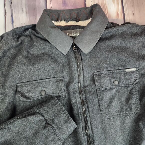 Eddie Bauer Other - Eddie Bauer Outdoor Mens 2XL Zip Up Charcoal Faux Fur Lined Jacket Pockets‎ Warm